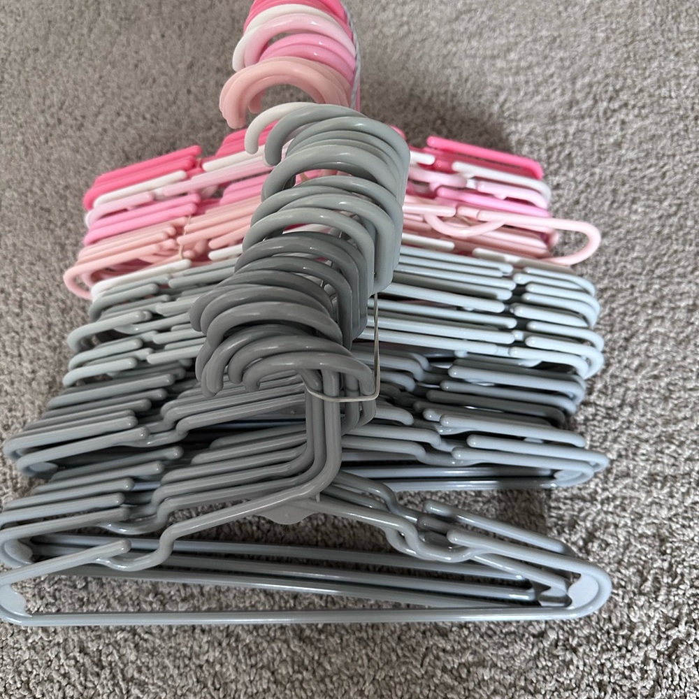 Kids Non-Slip Plastic Coat Hangers - Pink, Gray, white
